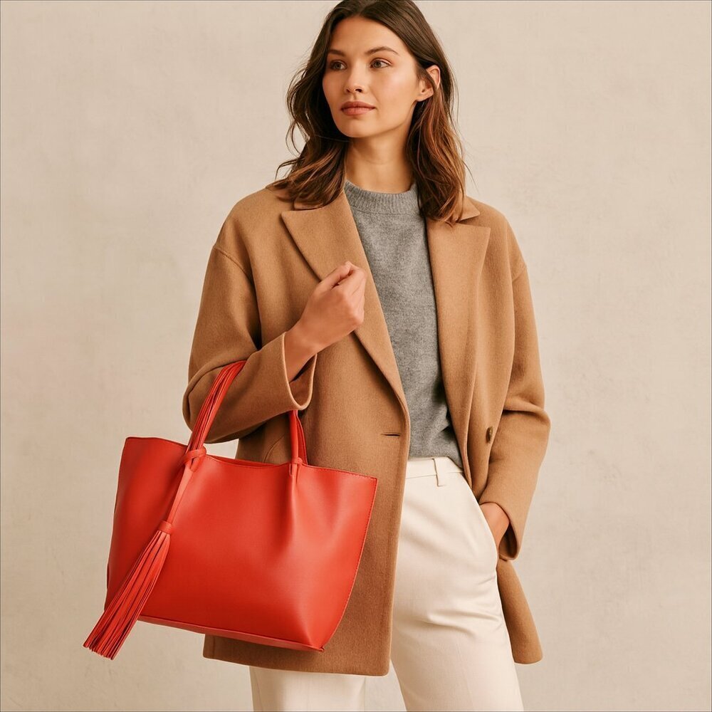 Co-lab bag Colab Christopher kon vegan Leather satchel tote Red NWT